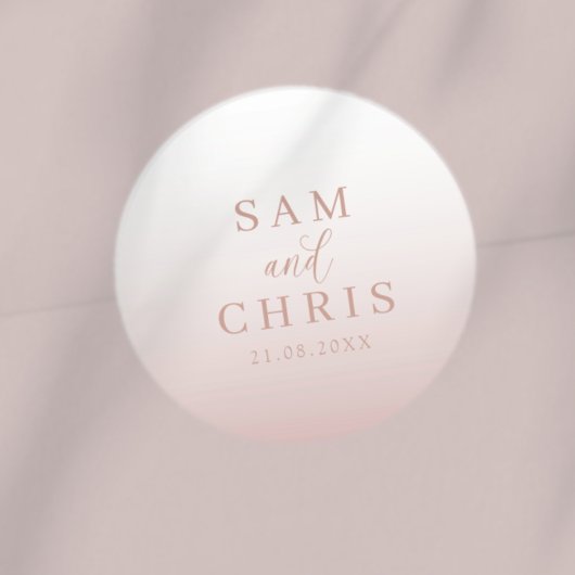 Sticker Rond Monogramme de mariage moderne en or rose