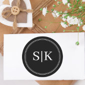 Sticker Rond Monogramme de mariage noir et blanc modifiable com