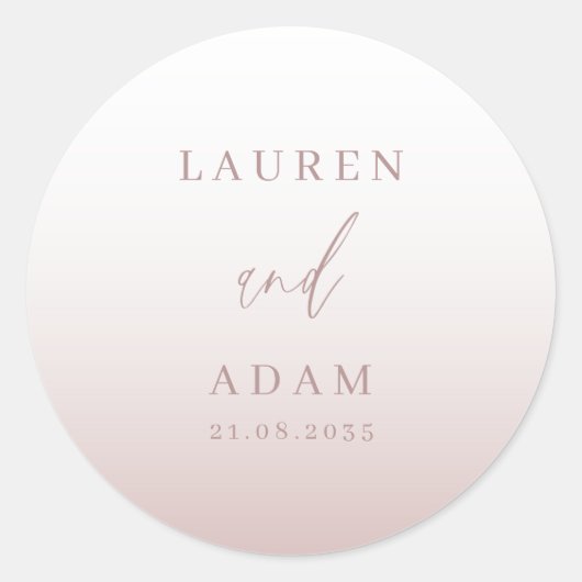 Sticker Rond Monogramme de Mariage or Rose moderne (Devant)