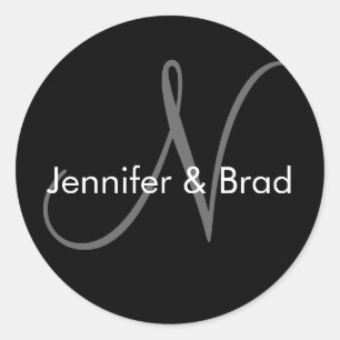 Sticker Rond Monogramme de mariage personnalisé Faveur & Envelo