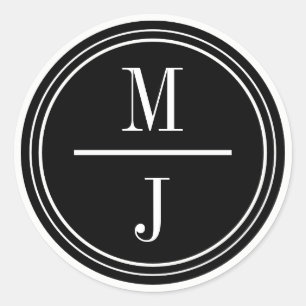 Sticker Rond Monogramme de mariage simple et élégant Favor Stic