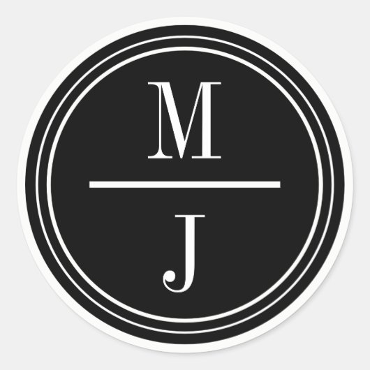 Sticker Rond Monogramme de mariage simple et élégant Favor Stic (Devant)