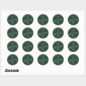 Sticker Rond Monogramme de mariage vert émeraude (Feuille)