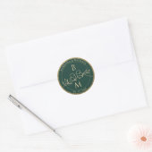 Sticker Rond Monogramme de mariage vert émeraude (Enveloppe)