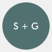 Sticker Rond Monogramme de Mariage vert Jasper simple (Devant)