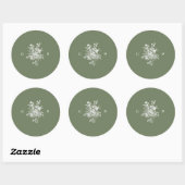 Sticker Rond Monogramme de mariage vert sauge classique (Feuille)