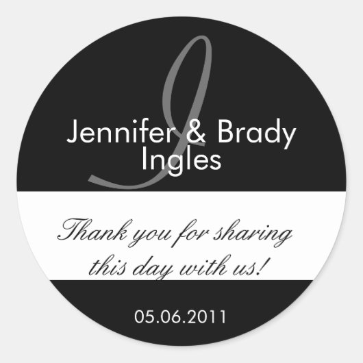 Sticker Rond Monogramme de mariée mariage et de chambre Je préf (Devant)