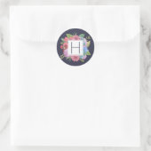 Sticker Rond Monogramme de marine fleur sauvage Bouquet (Sac)