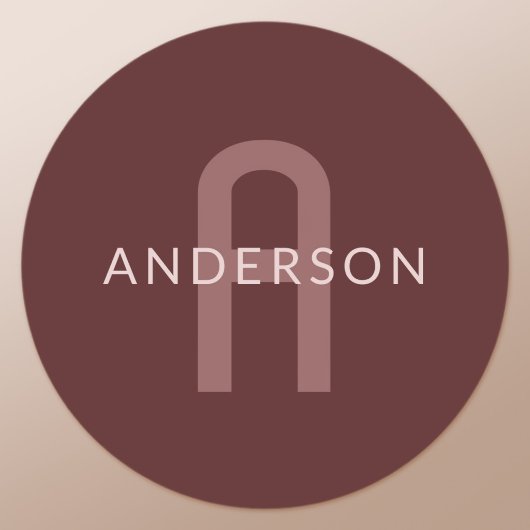 Sticker Rond Monogramme de nom d'aspect moderne | Rouge bordeau