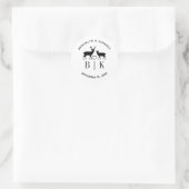 Sticker Rond Monogramme de nom de couple Cerf Mariage rustique (Sac)