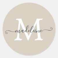 Monogramme de nom de script personnalisé beige cha