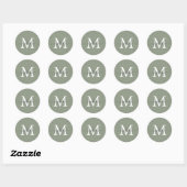 Sticker Rond Monogramme de nom de script personnalisé Vert Saug (Feuille)