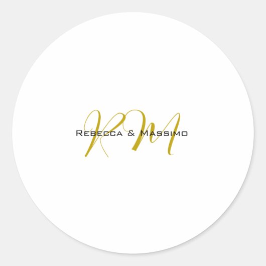 Sticker Rond Monogramme de nom moderne de couleur or unique exc (Devant)