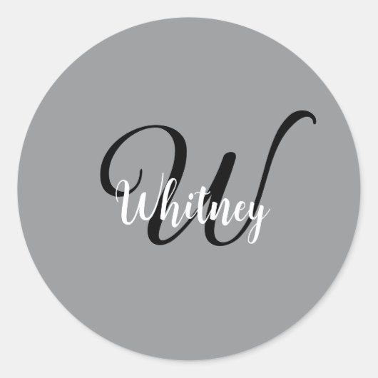 Sticker Rond Monogramme de nom simple moderne (Devant)
