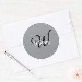 Sticker Rond Monogramme de nom simple moderne (Enveloppe)
