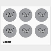 Sticker Rond Monogramme de nom simple moderne (Feuille)