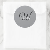 Sticker Rond Monogramme de nom simple moderne (Sac)