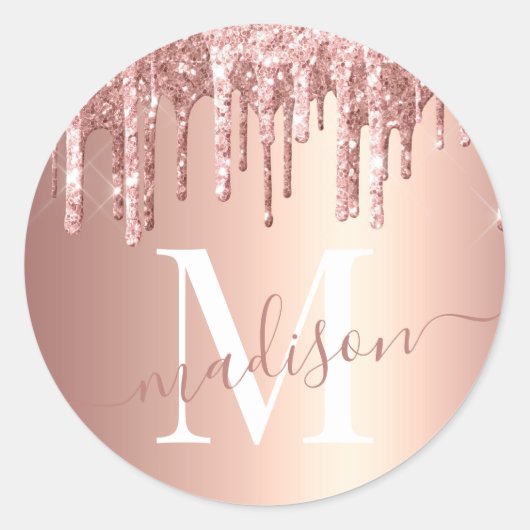 Sticker Rond Monogramme de Parties scintillant d'or pour fille  (Devant)