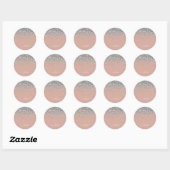 Sticker Rond Monogramme de Parties scintillant en argent rose v (Feuille)