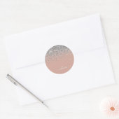 Sticker Rond Monogramme de Parties scintillant en argent rose v (Enveloppe)