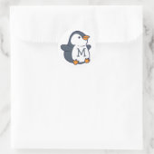 Sticker Rond Monogramme de pingouin (Sac)