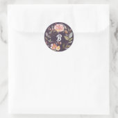 Sticker Rond Monogramme de Plum de fleurs d'automne (Sac)