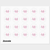 Sticker Rond Monogramme de pois rose et blanc clair (Feuille)