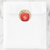 Sticker Rond Monogramme de pomme rouge (Sac)