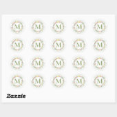 Sticker Rond Monogramme de printemps floral aquarelle (Feuille)