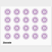 Sticker Rond Monogramme de Quatrefoil pourpre (Feuille)