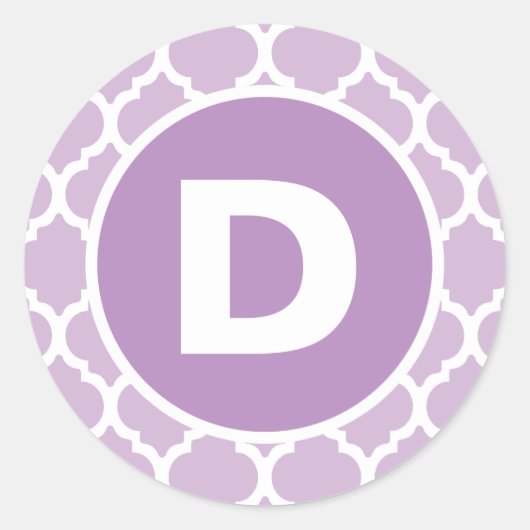 Sticker Rond Monogramme de Quatrefoil pourpre (Devant)