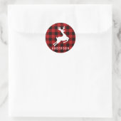 Sticker Rond Monogramme de rennes | Plage de buffle rouge profo (Sac)