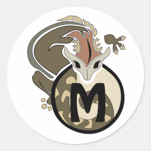 Sticker Rond Monogramme de salamandre en tête de marteau