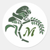 Sticker Rond Monogramme de sauterelle à capuchon (Devant)