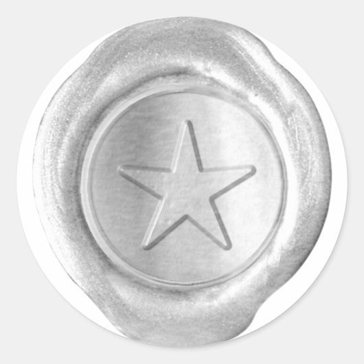Sticker Rond Monogramme de sceau de cire - Argent - Étoile pers (Devant)