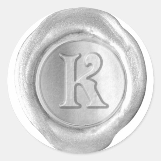 Sticker Rond Monogramme de sceau de cire - Argent - K victorien (Devant)