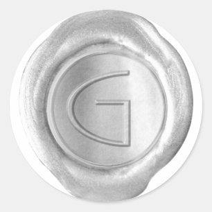 Sticker Rond Monogramme de sceau de cire - Argent - ModernSlim