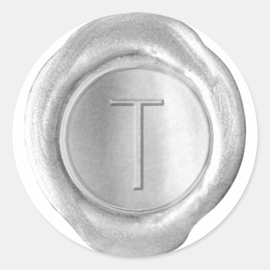Sticker Rond Monogramme de sceau de cire - Argent - ModernSlim (Devant)