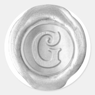 Sticker Rond Monogramme de sceau de cire - Argent - Victorien G