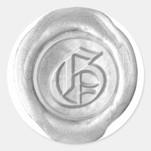 Sticker Rond Monogramme de sceau de cire - Argent - Vieux angla (Devant)