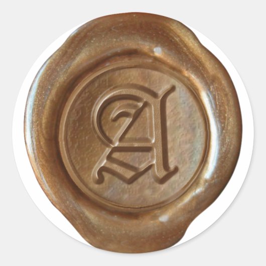 Sticker Rond Monogramme de sceau de cire - Cuivre - Ancien Angl (Devant)