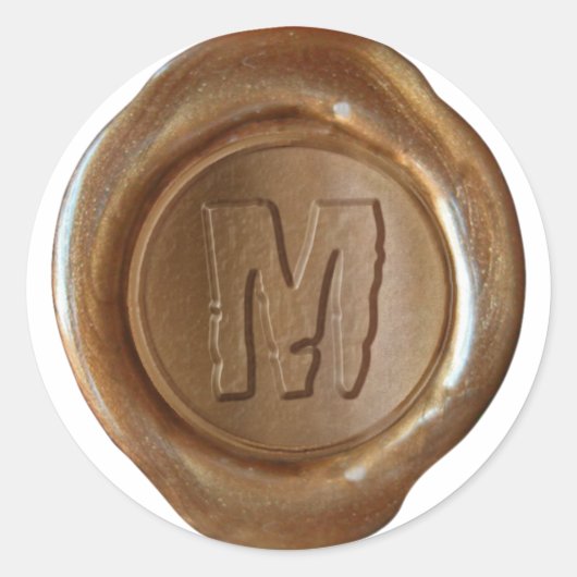 Sticker Rond Monogramme de sceau de cire - Cuivre - Boulder M - (Devant)