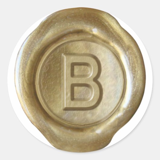 Sticker Rond Monogramme de sceau de cire - Or - Bold B - (Devant)