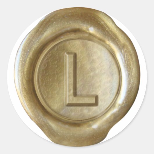Sticker Rond Monogramme de sceau de cire - Or - Bold L - (Devant)
