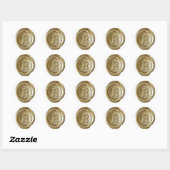 Sticker Rond Monogramme de sceau de cire - Or - Bold R - (Feuille)