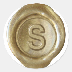 Sticker Rond Monogramme de sceau de cire - Or - Bold S -