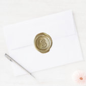 Sticker Rond Monogramme de sceau de cire - Or - Bold S - (Enveloppe)