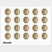 Sticker Rond Monogramme de sceau de cire - Or - Bold T - (Feuille)