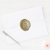 Sticker Rond Monogramme de sceau de cire - Or - G gras - (Enveloppe)