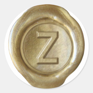 Sticker Rond Monogramme de sceau de cire - Or - Gras Z -
